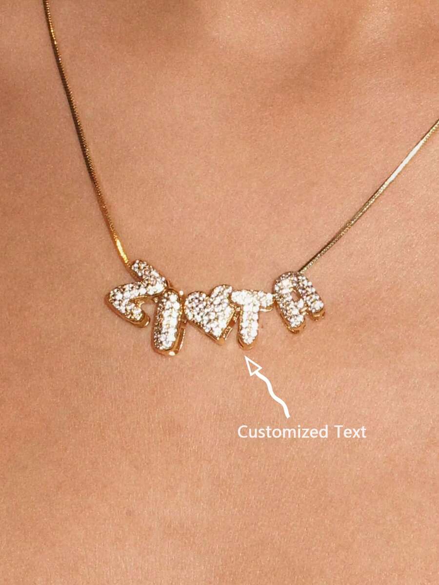 1pc Customized Simple Cubic Zirconia Bubble Letter Name Necklace, Personalized Copper Initial MAMA Pendant Necklace, Ideal Gift For Girlfriend, Mom, Family, Friend, Daughter, Anniversary, Valentine's Day, Mother's Day, Birthday, Graduation, Daily Wear, Wedding, Party, Fashion, Minimalist, Casual, Silver, Stylish, Colorful, Vintage, Simple, Unisex, Casual, Cuties, Ideal Gifts For Him, Ideal Gifts For Her, Her, Boyfriend, Girlfriend, Dad, Mom, Family, Friends, For Anniversaries, For Birthdays, For Graduation, For Prom, For Party