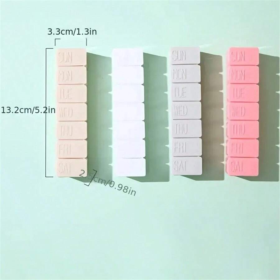 1 pièce/4 pièces Boîte à pilules portable de 7 jours, organisateur de médecine hebdomadaire de forme oblongue