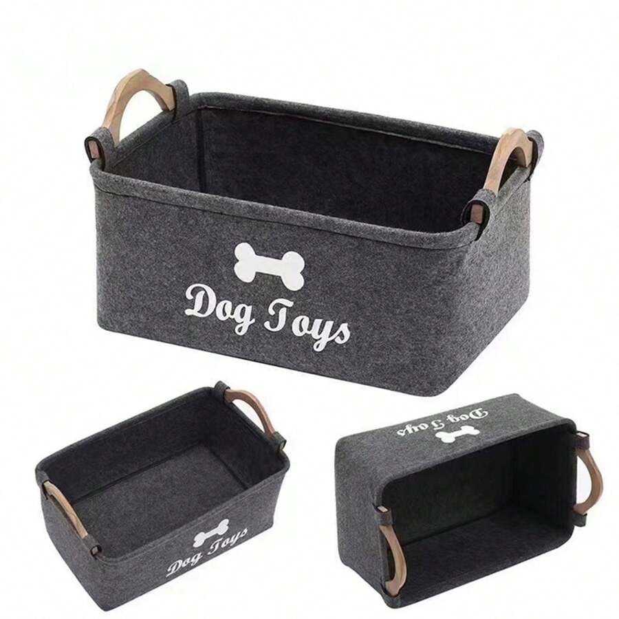 1pc Felt Pet Toy Box, Dog Toy Box, Storage Basket Chest Organizer For Organizing Pet Toys, Blankets, Leashes And Food