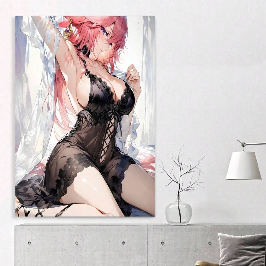 Sexy Cartoon Character Canvas Painting, Personality Creative Home Decoration, High Quality Decorative Posters, Dormitory, Gym, Bar, Cafe, Arcade, Room Living Room Wall Decoration Painting, Perfect Gift,Framed Canvas Painting