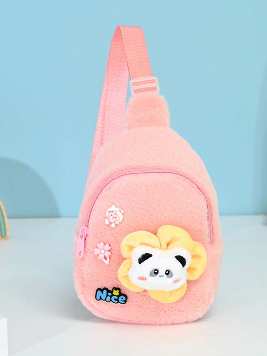 1pc Cute Cartoon Children's Chest Bag Waist Bag, Autumn And Winter New Children's Bag Cartoon Animal Panda Shoulder Crossbody Girl Chest Bag Casual Wear Matching Accessories Bag, Suitable For Elementary School Students And Teenagers Middle School Students Shopping, Travel And Outdoor Sports Daily Use.