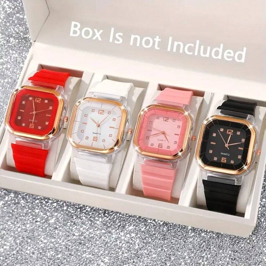 Set de 4 relojes de mujer con reloj de cuarzo, reloj de pulsera casual, reloj de dama para regalo de festival, día de San Valentín