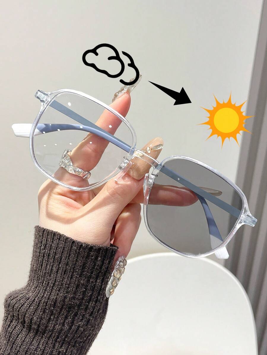 New 1pc Personalized Elegant Casual Basic Modern Simple Style Women Fashion Photochromic Glasses For Outdoor Travel Daily Life Driving Camping Going Out Outfit Street Snap Fashion Accessories Women's Gift