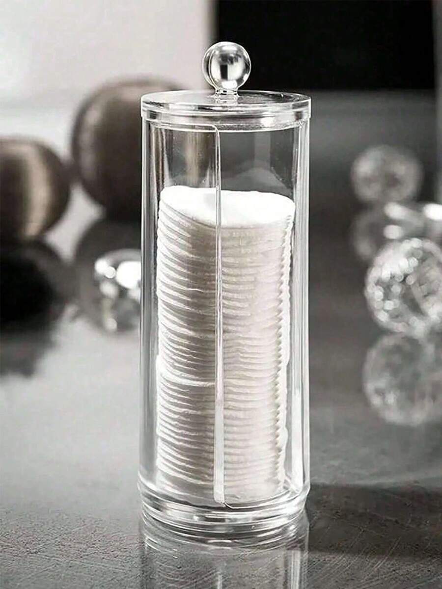 1pc Wattenstaafjeshouder, Make-upremoverpaddispenser, Bedekte make-upremoverpadopbergdoos, Transparante cosmetische organizer, Badkamer make-upstaafjes- en padhouder, Opbergdoos voor reinigingsstaafjes, Multifunctionele opbergdoos, Opbergdoos voor haarringen, Opbergdoos voor cosmetica, Opbergdoos