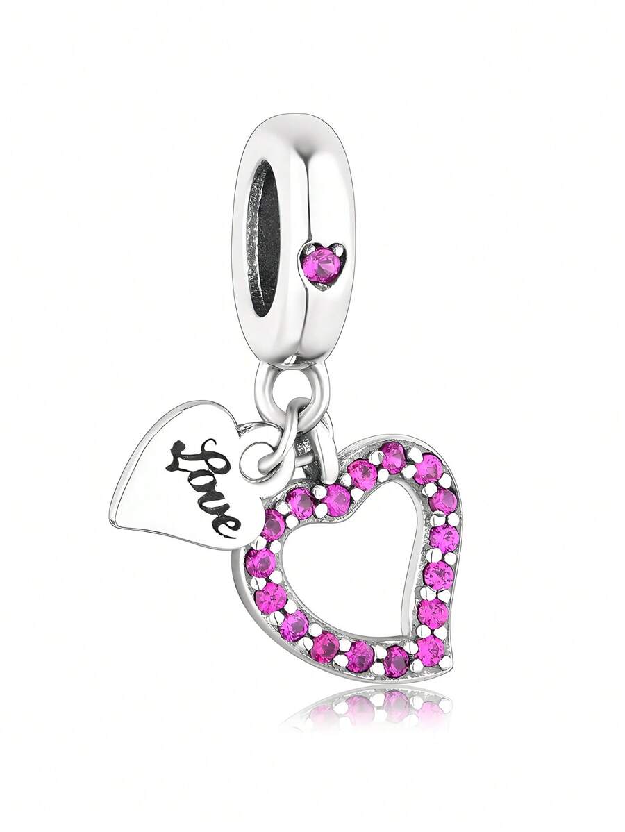 HuooNew 1 pieza Colgante de perla con corazón hueco de piedra de circonita en plata de ley 925, apto para manualidades de joyería, unisex para fiestas