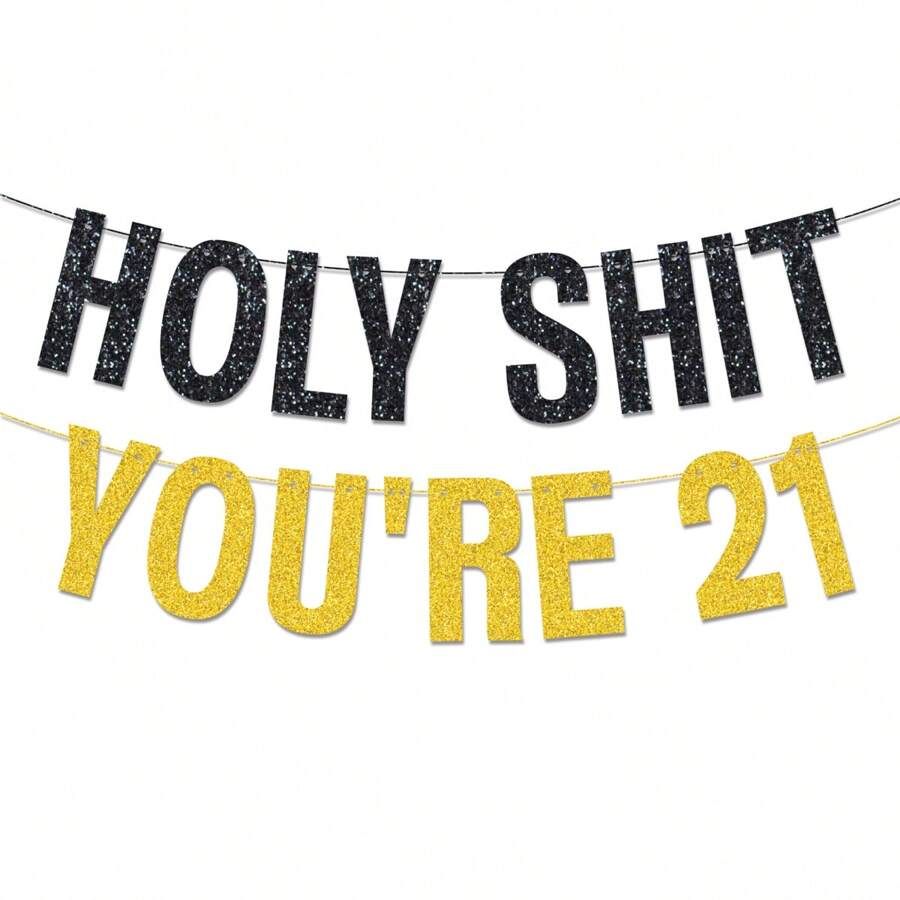 1 zestaw, DIY String Black Glitter You 21/30/40/50/60/70th Birthday Banner, Wszystkiego najlepszego z okazji urodzin 21/30/40/50/60/70th Birthday/Cheers 21/30/40/50/60/70th Birthday, Materiały dekoracyjne na 20. urodziny