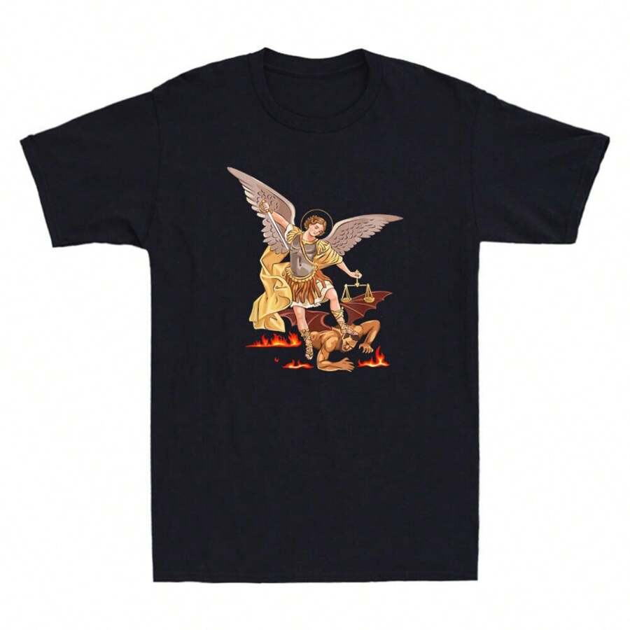 Saint Michael Archangel Angel Catholic Patron Funny Graphic Retro 's T-Shirt