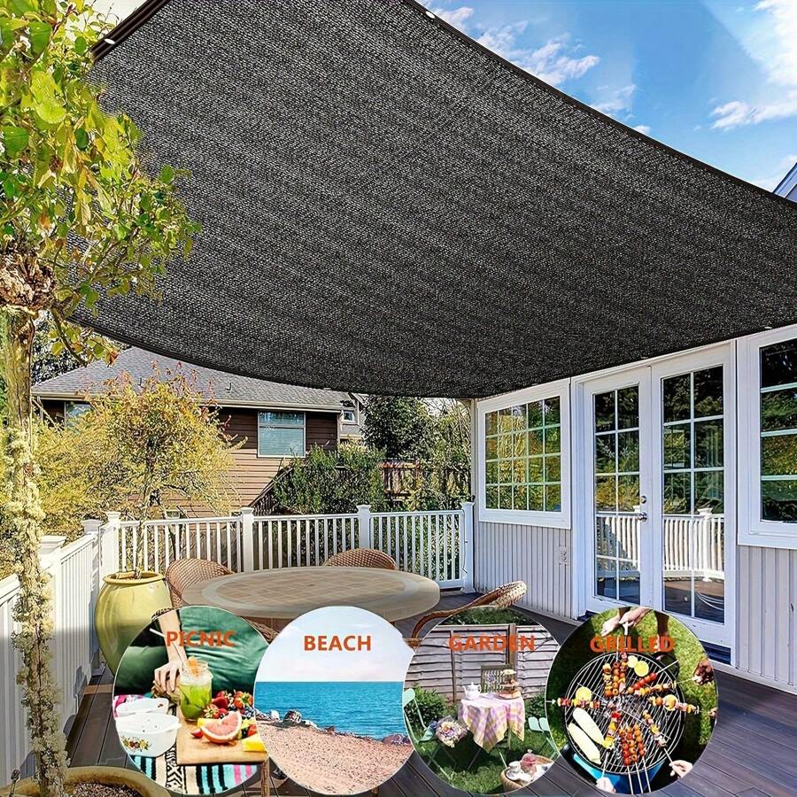 1pc 80% Shading Rate Sunshade Net, Outdoor Sun Shade Cloth With Rope Holes, Can Be Used For Plant Pavilions, Greenhouses, Chicken Coops, Keeps Courtyard Cool And Breezy In Summer, Random Component Shipped