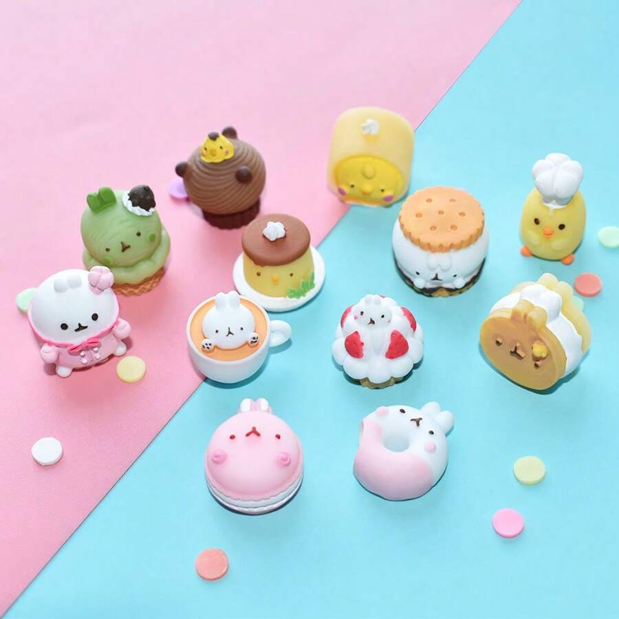 Juguetes de comida en miniatura, delicados adornos de postre en 3D de dibujos animados, decoración de micro paisaje DIY para estuche de teléfono, escena de casa de muñecas 1:12, accesorios de resina, regalo para vacaciones, cumpleaños, Navidad
