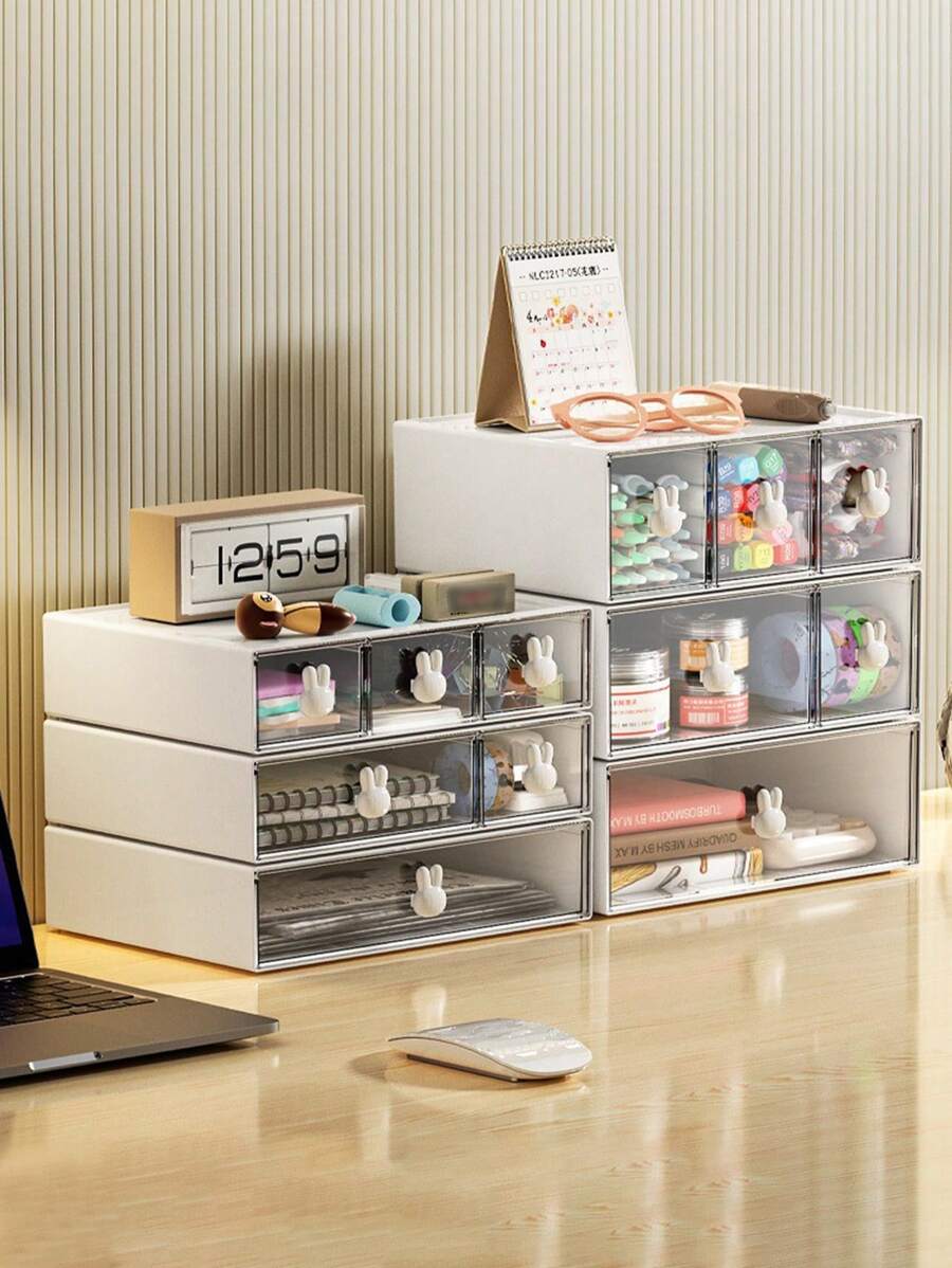 1pc Modular Drawer Type Storage Box, Multifunctional Desktop Organizer Box, Makeup, Cosmetics, Jewelry, Office Supplies, Dorm Room Storage And Display Box,For Holiday Beach, Bathroom Collection, Bedroom Collection, Large Capacity