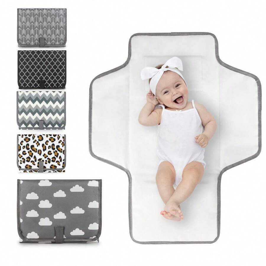 1 Pieza Colchoneta de cambio de pañales para bebé: Colchoneta de cambio portátil impermeable con almohada incorporada, adecuada para uso diario de colchoneta de cambio de bebé