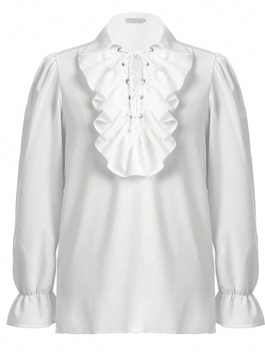 Men's Halloween Medieval Ruffle Cuff Long Sleeve Shirt