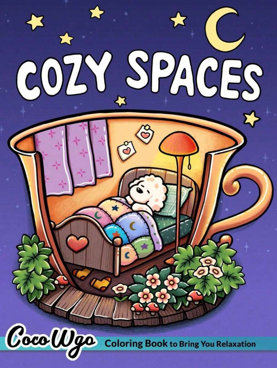 Cozy Spaces: Coco Coloring Book For Adults And Teens Featuring Relaxing Familiar Corners With Cute Animal Characters For Stress Relief,Mother's Day,Mom's Gift