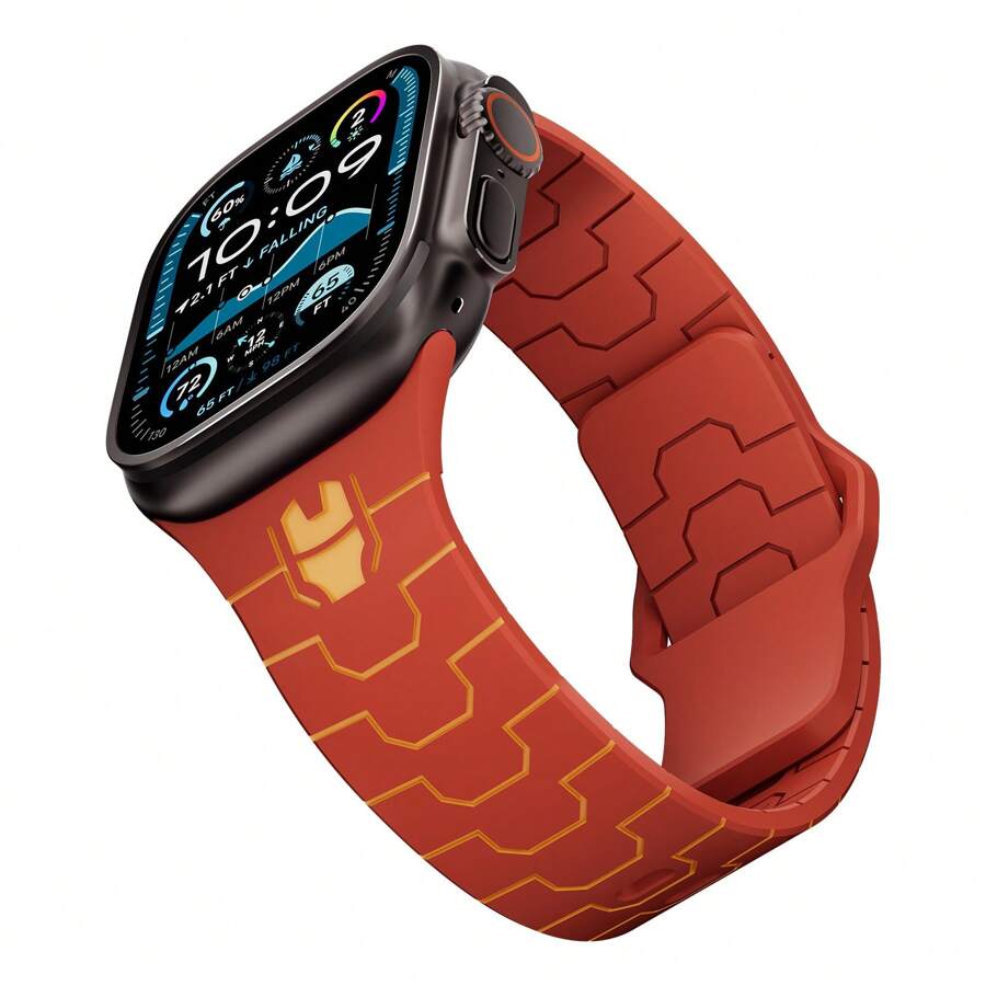Mecha Style Silicone Watch Band Compatible With Apple Watch 45mm 41mm 46mm 40mm 44mm 49mm 38mm 42mm, Outdoor Rubber Strap Compatible With Apple Watch Series 10 9 8 7 6 5 SE Ultra 2, Waterproof Apple Watch Accessories Gift For Men And Boys