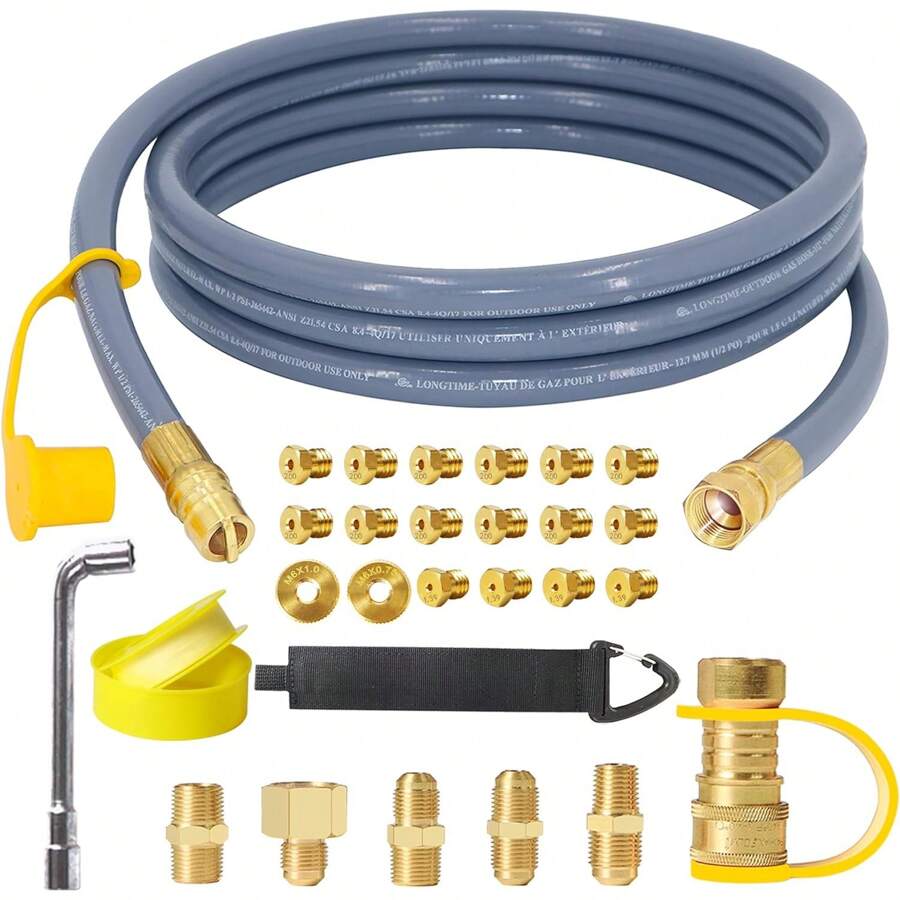 5369 Propane To Natural Gas Conversion Kit, 12FT 3/8" ID Natural Gas Hose With Quick Connect, For Weber, Char-Broil, Blackstone, Pizza Oven, Fire Pit, Generator, Patio Heater And More NG Appliance