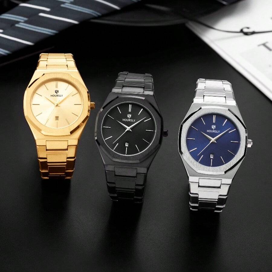 A Blue Men's Quartz Watch, Stylish And Elegant Business Stainless Steel Round Calendar Watch, Suitable For Daily Life Holiday Gifts