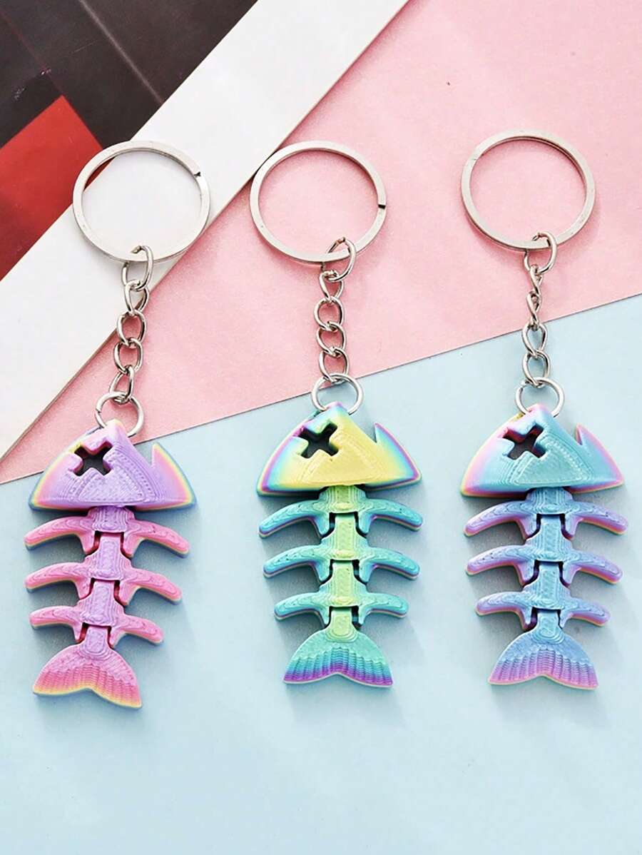 Een Casual Casual Cartoon 3D Geprinte Gradiënt Sleutelhanger Haai Volledige Gewricht Beweegbare Simulatie Speelgoed Creatieve Tas Sleutelhanger Hanger