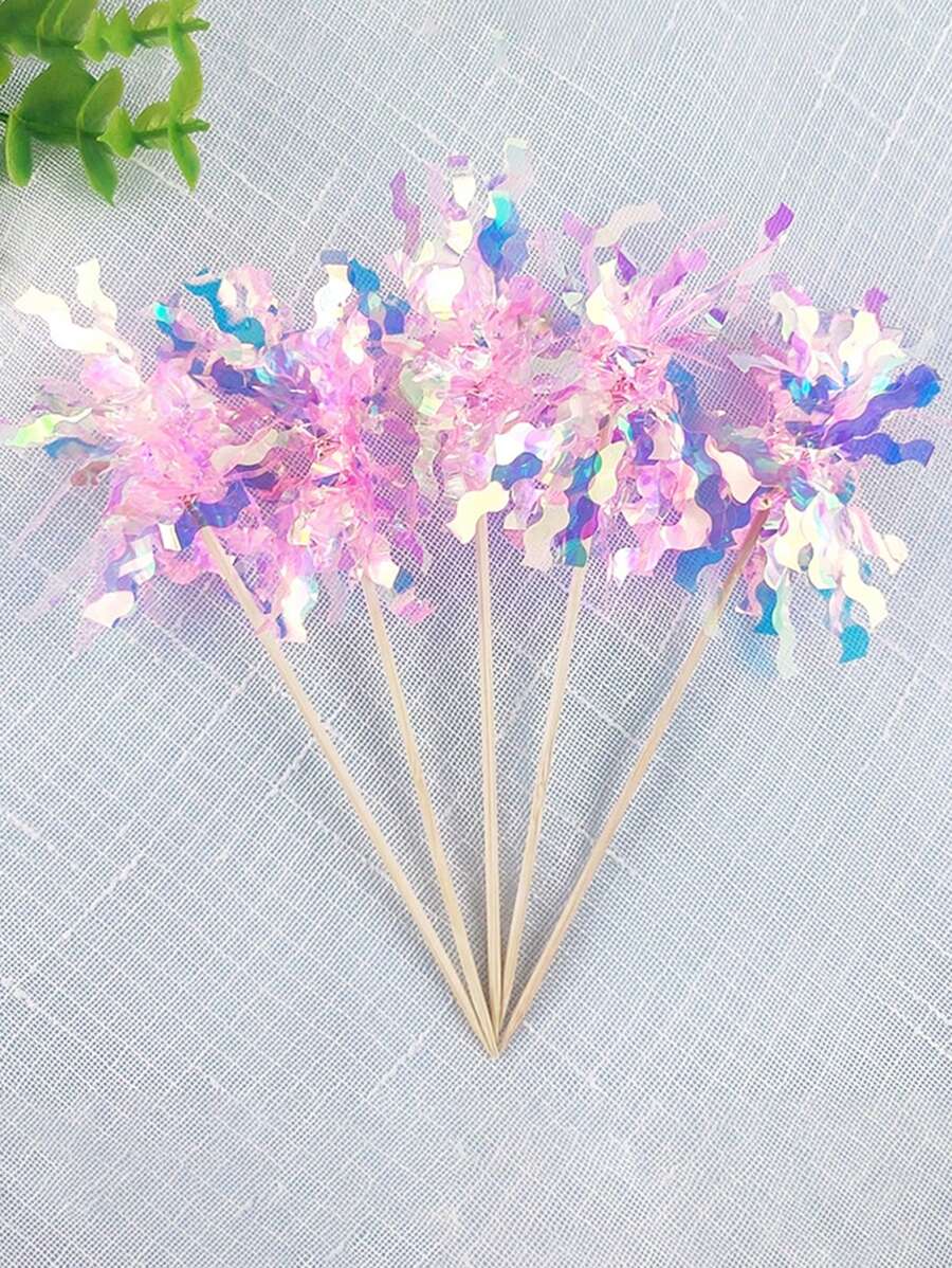 25pcs Colorful Cake Decorations, Glitter Rain Cake Toppers, Birthday Baking Insert Cards, Party Supplies, Birthday, Holiday