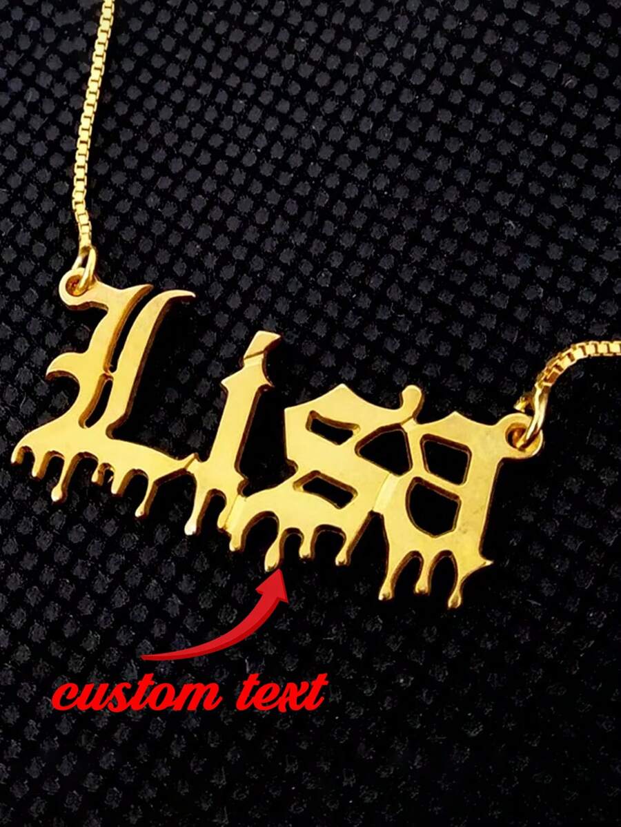 Customized Punk Fashion Stainless Steel Name Necklace Personalized Letter Gold Color Choker Necklace Pendant Nameplate Gifts