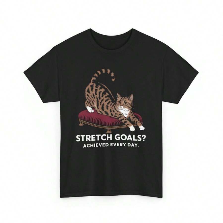 Funny Cat Shirt,Cute Cat Shirt,Retro Funny Shirt, Stretch Goals Achieved Every Day Shirt,Vintage Cat Humor Graphic Tee,Quirky Cat Lover Gift