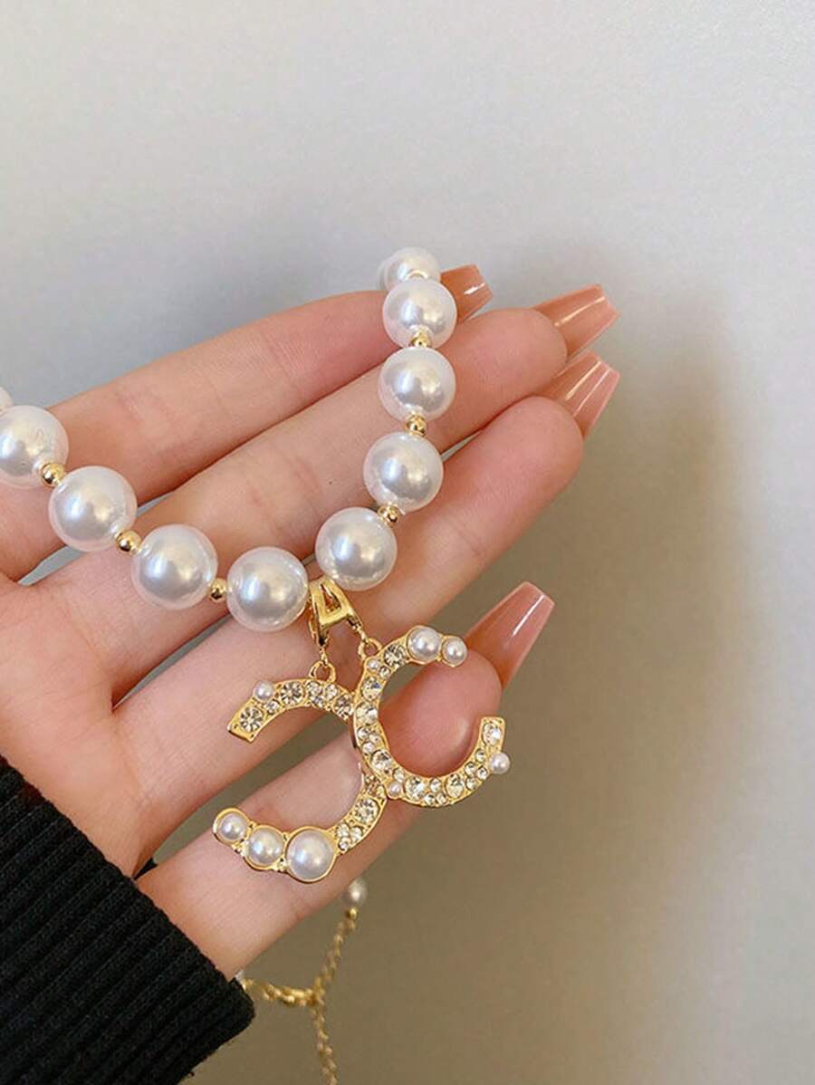 1pc Style Necklace & Earrings Set, Elegant Sweater Chain For Women, Luxury Minimalist Versatile Choker Necklace