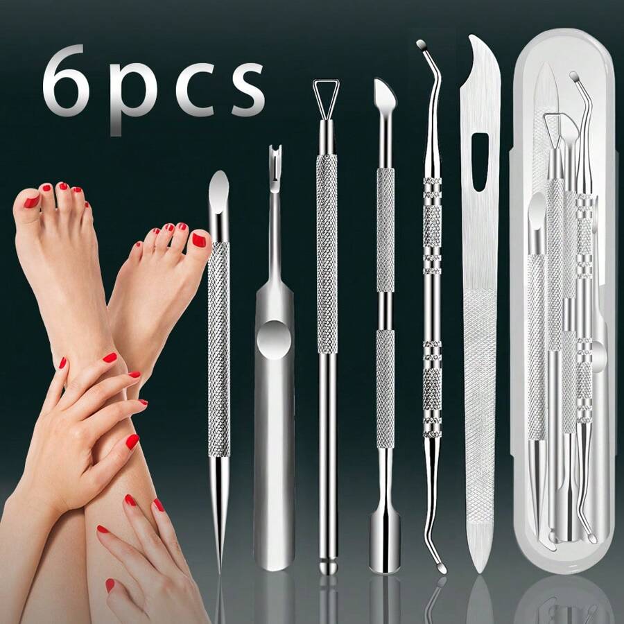6 pièces Kit d'outils de soins pour les pieds et les mains
