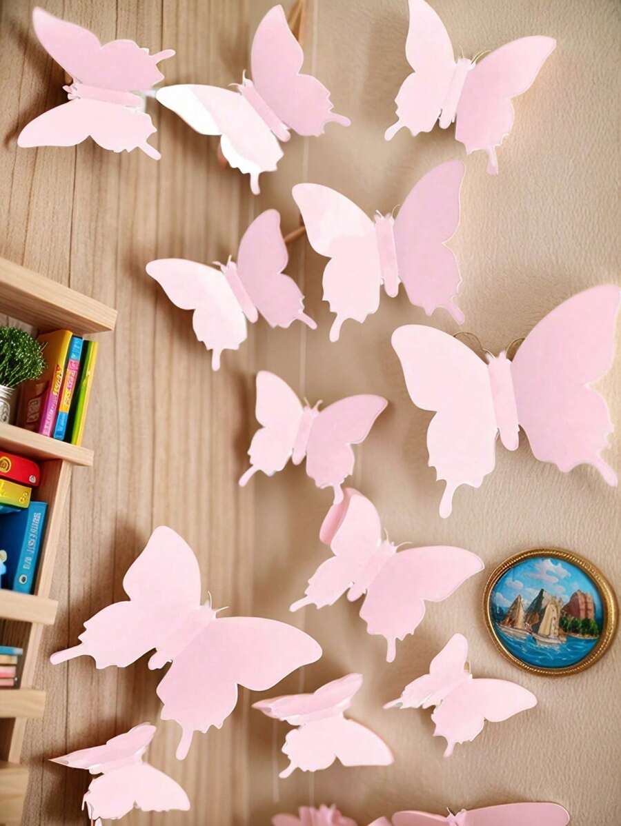 12 stuks 3D vlinder muurstickers voor kinderkamerdecoratie