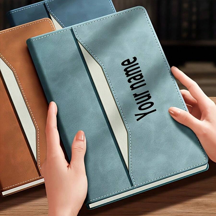 Personalized A5 Faux Leather Notebook With Engraved Name - Custom Time Management Diary, Ideal Gift For Friends And Colleagues, Graduation, Record Book,School Supplies,Back To School