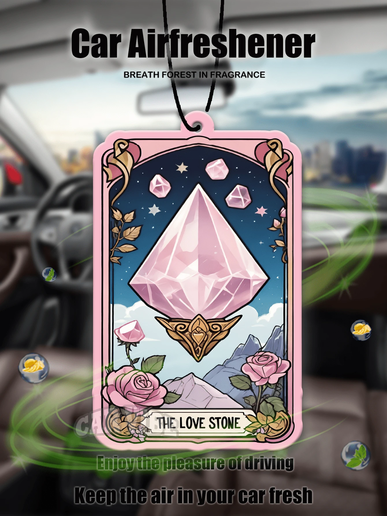 'The Love Stone', Car Air Freshener Aromatherapy Pendant, For Car Vent, Rearview Mirror, Bathroom, Living Room, Bedroom;BLUE Fragrance, Car Aromatherapy Tablets, Car Air Fresheners, Rearview Mirror Hanging Decor, Car Accessories Interior Pendant, Idea Gifts