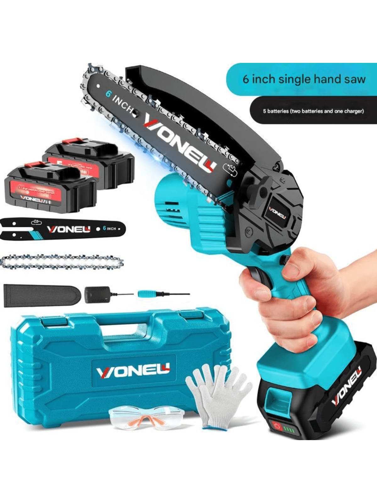 Lithium Battery Chain Saw, Small Logging Saw, Rechargeable Single Hand Saw, Household Six Inch Mini Electric Saw, Hand Saw