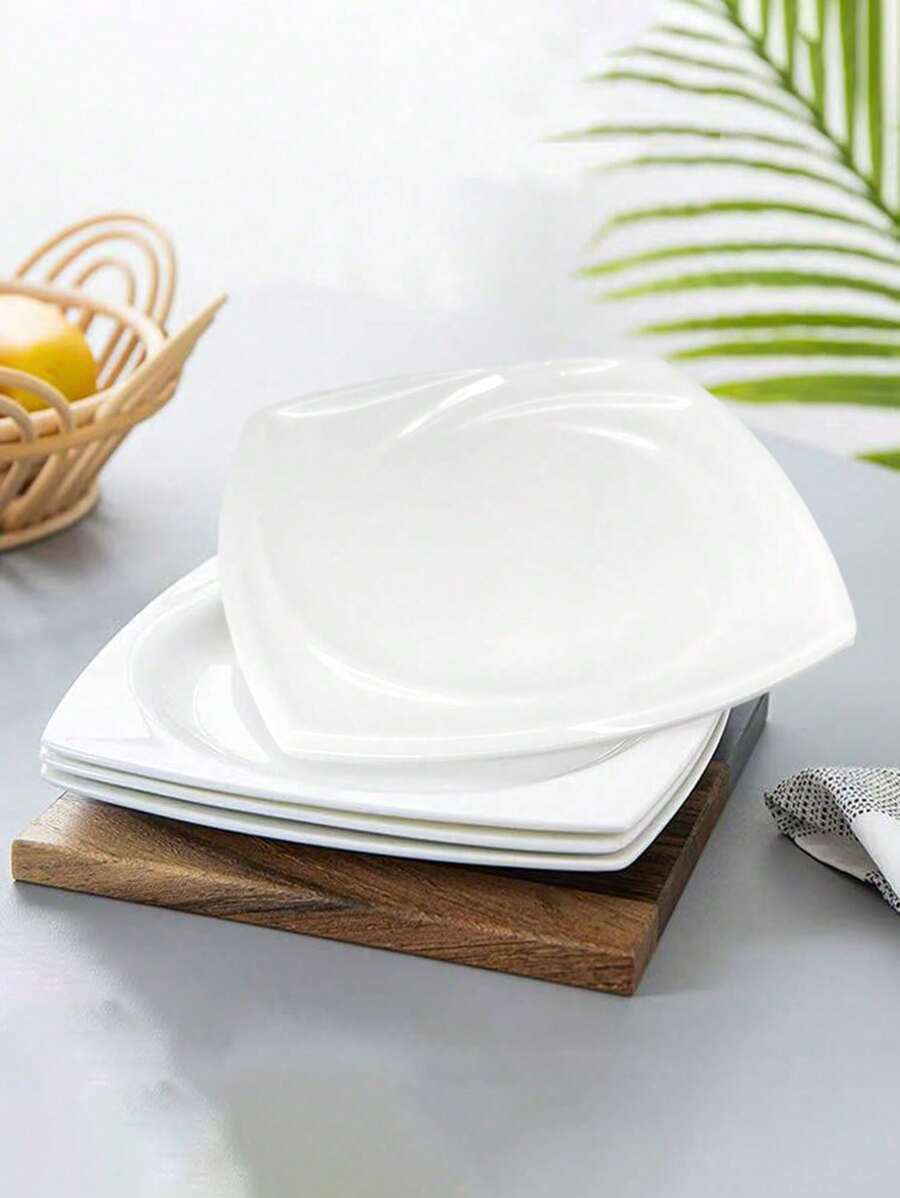 A8 Melamine Material, Simple White Melamine Dinner Plate, Can Be Used For Household Use, Not Easy To Break, Resistant To Low And High Temperature, Good To Clean