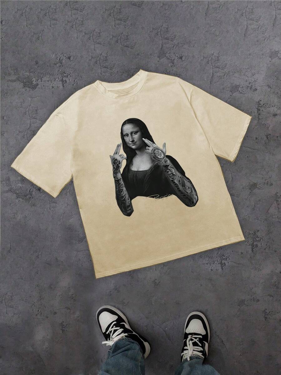 Camiseta Casual Masculina de Manga Curta e Gola Redonda com Estampa Gráfica