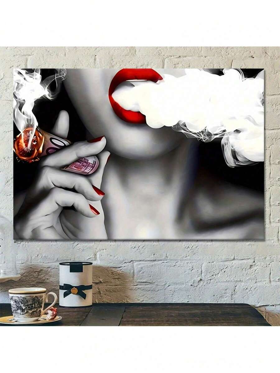 1 Pc The Lover's Room Is Decorated With Smoking Sexy Women Wooden Framed Canvas Painting - Thickness 2.25cm/0.9inch,Home Gift Decoration, Room Decoration Aesthetic, Wall Decoration Art, Perfect Gift, Autumn And Winter Wall Decoration, Living Room Decoration, Bedroom Decoration, Kitchen Decoration, Entry Decoration, Bathroom Decoration, Direct Wall Painting, High Quality Wall Painting Poster