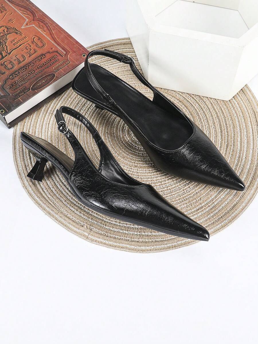 Damen schwarze High Heels, 4 cm Keilabsatz, Peep Zehen, Schlüpfen, Abendkleid Partyschuhe, dünner Absatz
