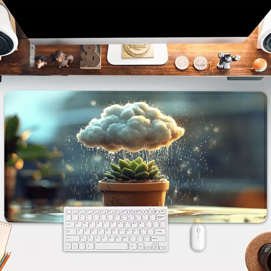 1pc Plant Muismat Leuke Kunst Grote Bureau Mat 35.4x15.7 Inch Bureau Accessoires Rubberen Basis Met Gestikte Rand Antislip Toetsenbord Pad Voor Kantoor Thuis Computer Als Geschenken Voor Mannen Vrouwen Vrienden Verjaardagen, Valentijnsdag