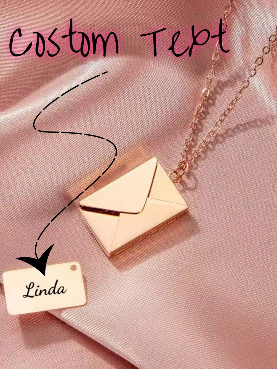 Customized Hot Selling Envelope, Open Love Letter, Engraved Titanium Steel Pendant Necklace, Children's Festival Creative Design Gift