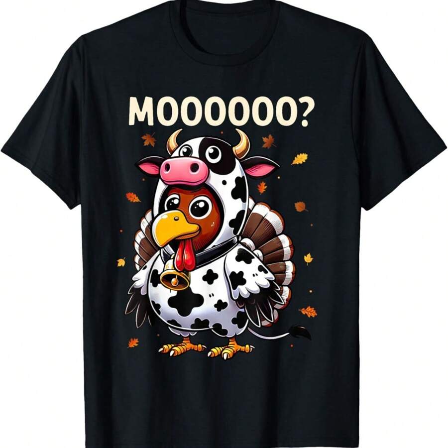 Funny Turkey Moo Cow Thanksgiving Shirts For Men Women Kids T-Shirt