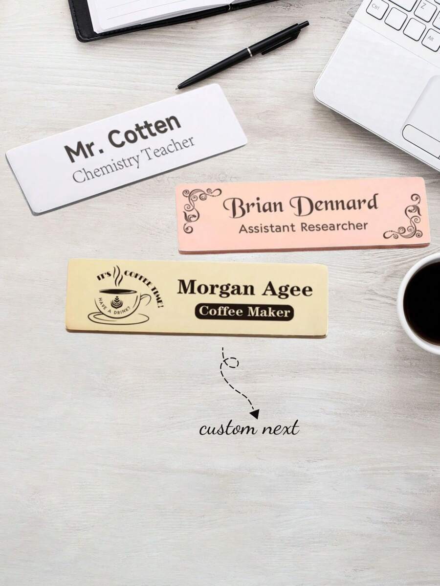Custom Engraved Name Tag Badge, Personalized Identity Recognition Pin, Business Event Badge With Logo, Custom Teacher Doctor Stylist ID Badge