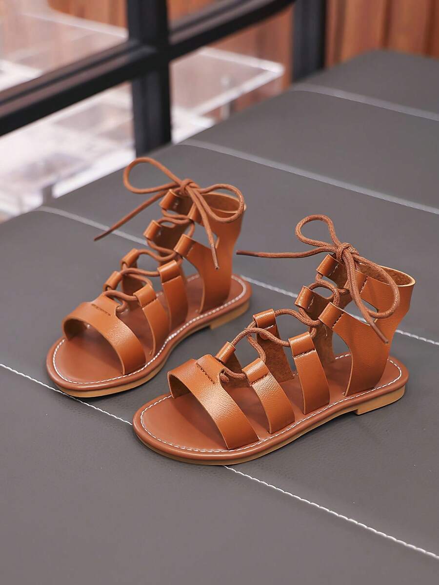Fashionable Simple Casual Comfortable Summer Outdoor Girls Roman Shoes Flat Sandals
