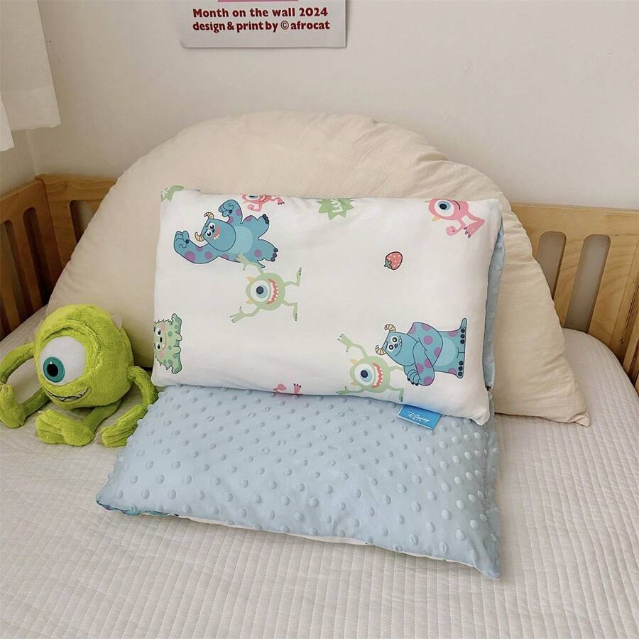 Disney 1pc Cartoon Design Pillow Cover With Pillow Insert, A. Knitted Cool-Feel Fabric, B. 3D Bubble Dot Design, Soft, Skin-Friendly, Comfortable, Suitable For Napping, Bedroom, Hotel, Sofa Decor, All Seasons