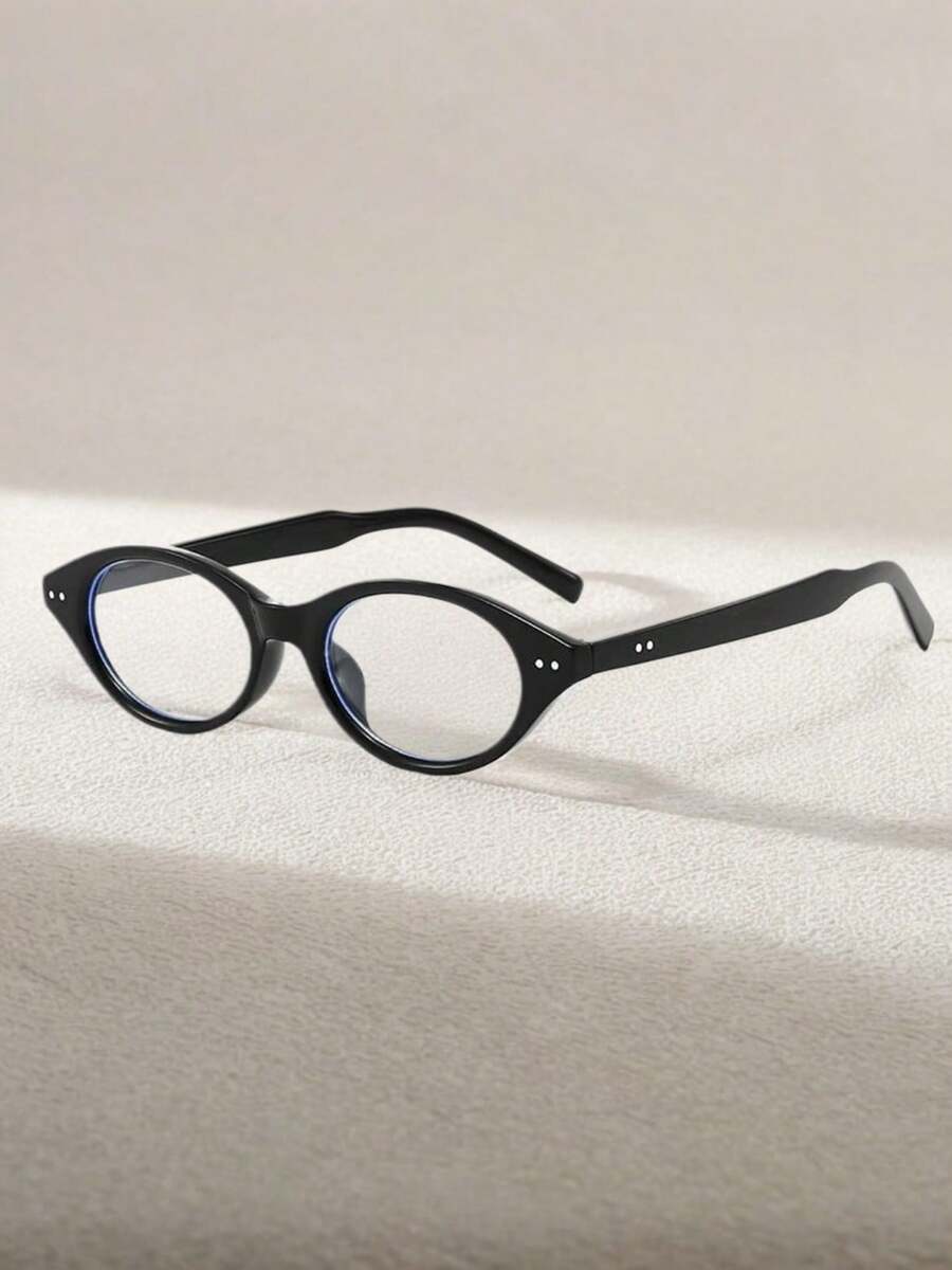1pc Women's Elliptical Small Frame Personalized Street Snap Concave Shape Clear Glasses Clear Glasses Accessories Light Glasses Accessories For Women
