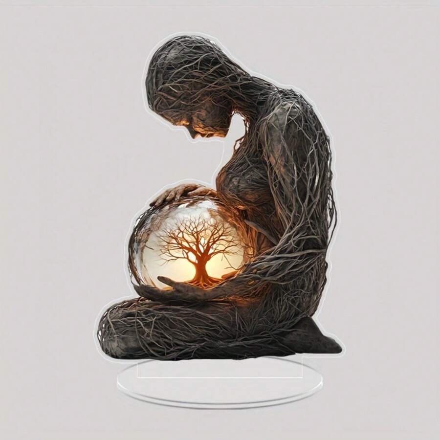 Figurine de déesse de la forêt acrylique 2D transparente et cristal-clair - Décoration de bureau pour anniversaire, remise de diplôme, Noël Accessoire de bureau artistique, style aléatoire