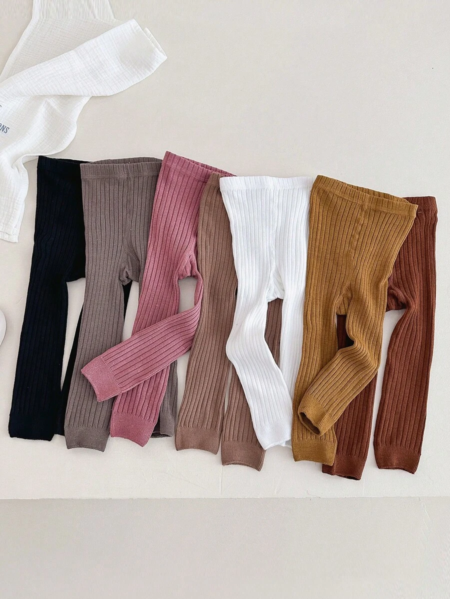 7 Pairs Of Thick Striped Cropped Tights For Baby Girls In All Seasons, Girls' Outerwear Leggings
