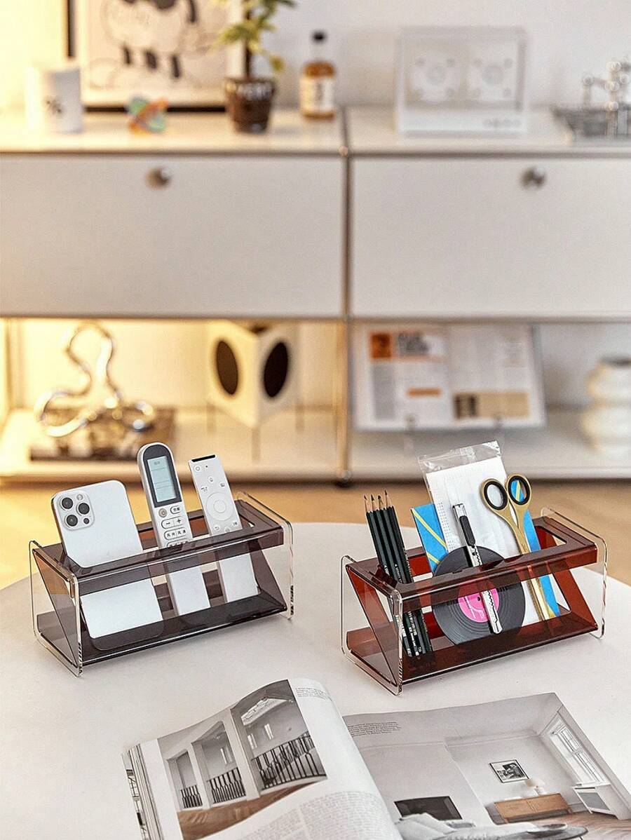 1 Estantería de almacenamiento para control remoto, estilo Ins, simple y creativa, de lujo y multifuncional, estilo nórdico para mesa de centro y escritorio