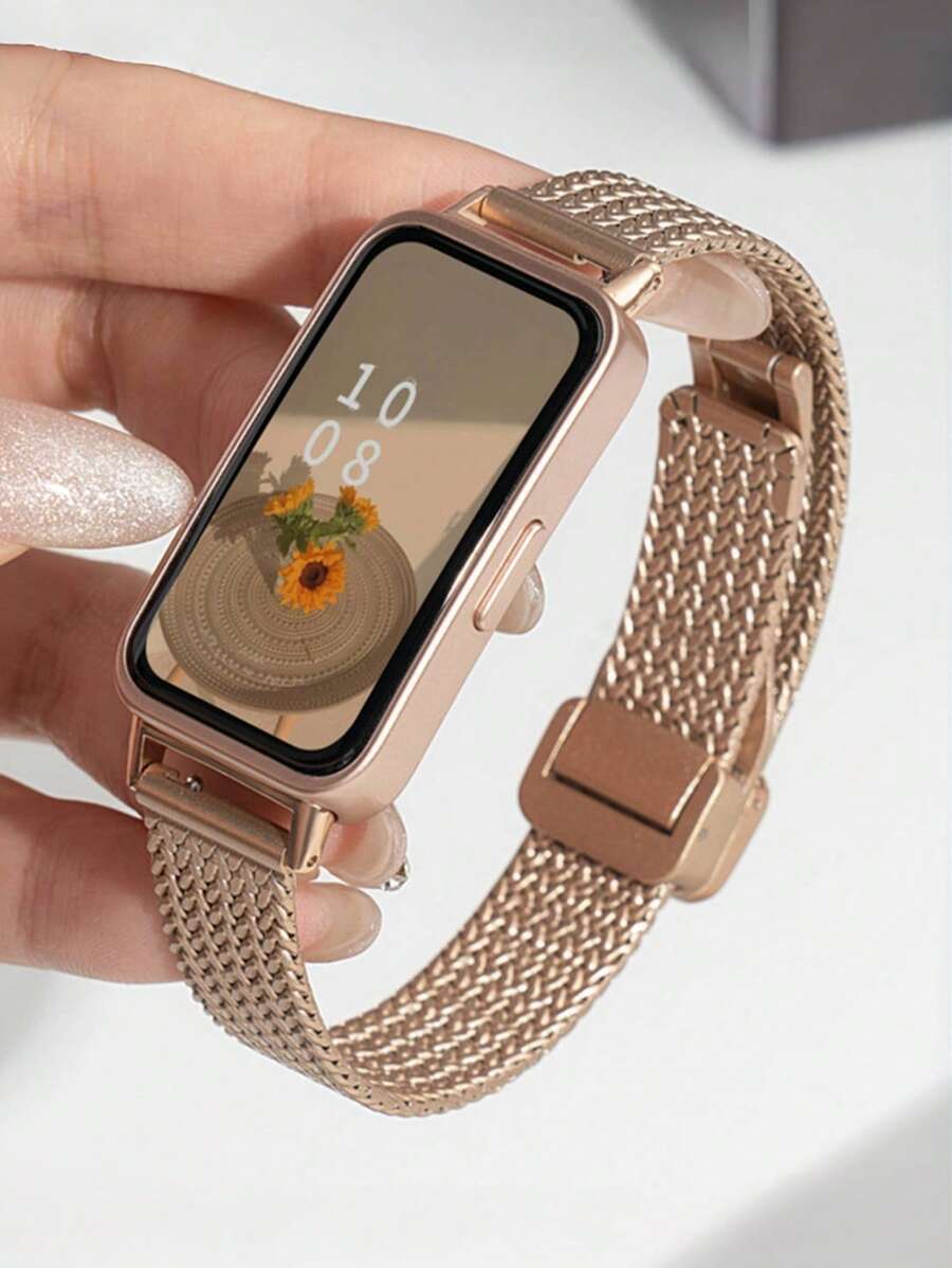 1pc Minimalist Metal Magnetic Watch Strap Compatible With Huawei Band 9/8/7 NFC Version