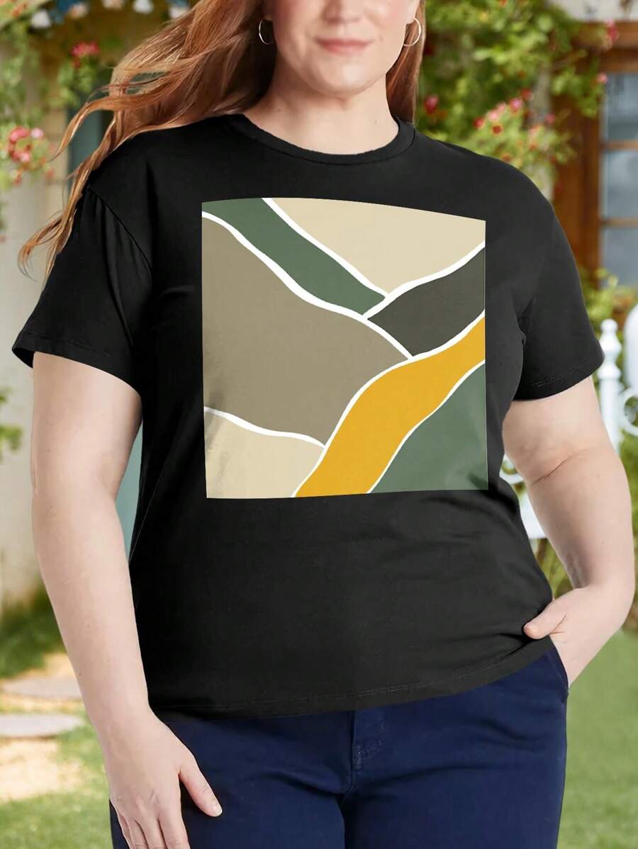 Minimalist Autumnal Jungle Pattern Oversize Women T-Shirt For Women (Plus Size)