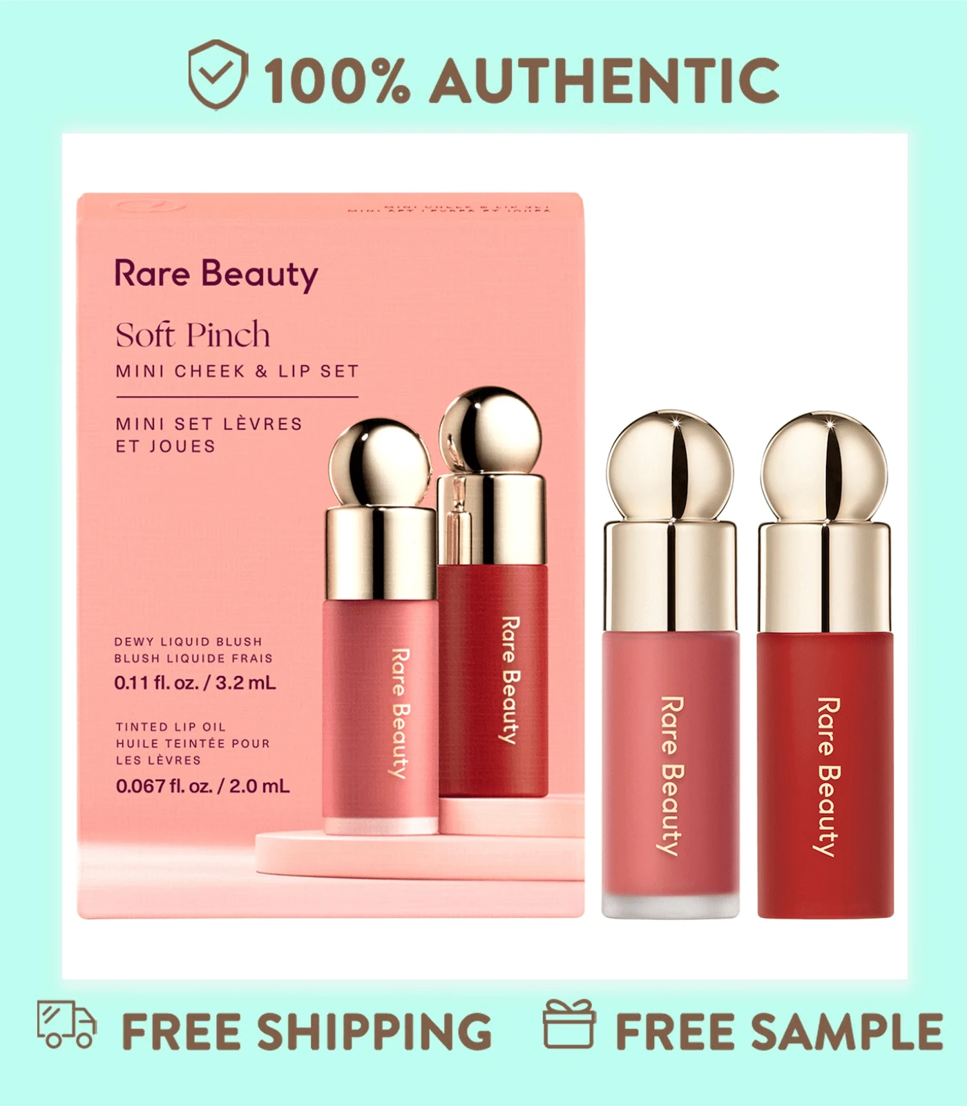 Mini Soft Pinch Liquid Blush And Lip Oil Set - 0.11 Oz/ 3.2 ML Soft Pinch Liquid Blush Mini In Worth (True Rose) - 0.067 Oz/ 2 ML Soft Pinch Tinted Lip Oil Mini In Beloved (Soft Burgundy)