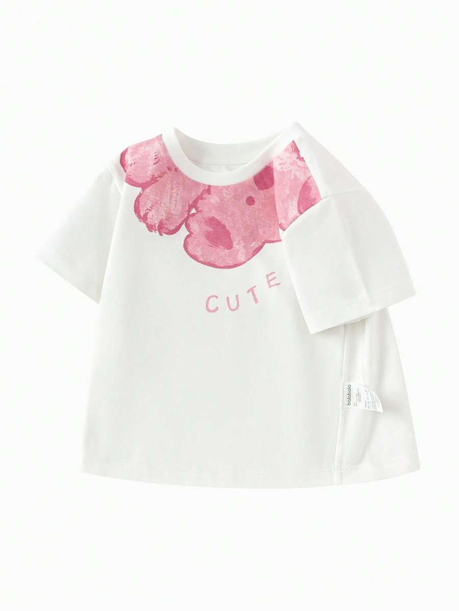 Balabala Girls' Short-Sleeve T-Shirt, 2025 Summer New Design