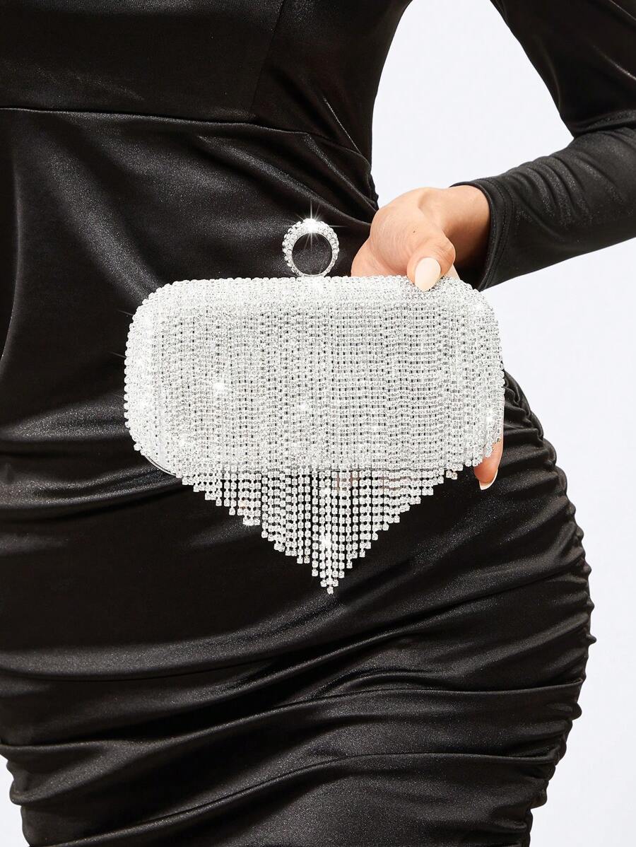 Women Luxury Tassel Evening Clutch Bag Rhinestones Wedding Party Purse Handbag