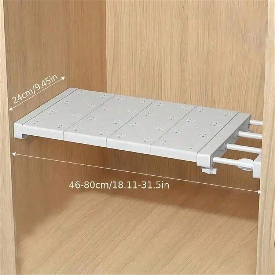 1pc Highly Practical Extendable Cabinet And Closet Rack, Adjustable Wall Mount Storage Shelf, Decorative For Room, Home & Bedroom (The Markings On The Product Pipe Are Reset Lines, Not Stains Or Defects)